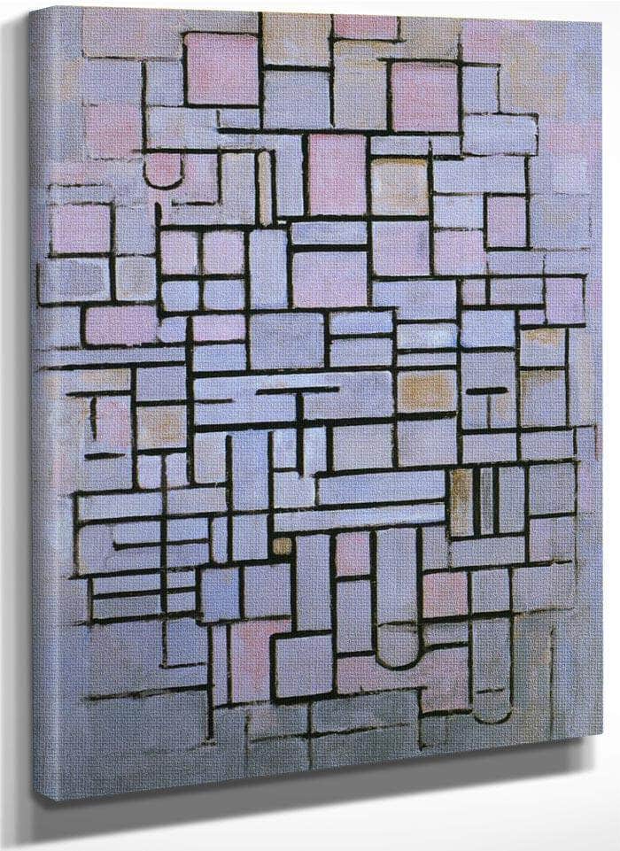 Composition No 6 1914 Oil On Canvas 880X610Mm Haags Gemeentenmuseum By Piet Mondrian