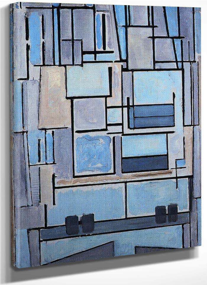 Composition No 9 Blue Facade 1913 1914 Oil On Canvas 952X675Mm Private Collection By Piet Mondrian