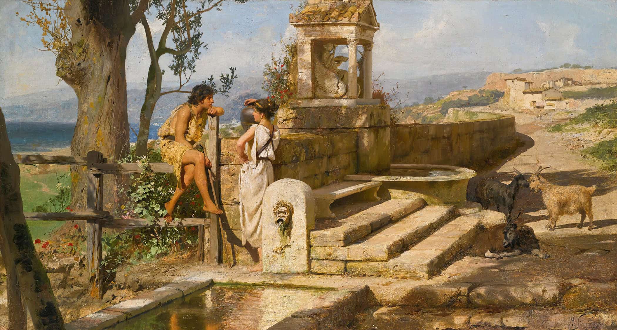 Conversation By The Spring by Henryk Siemiradzki - Image 2