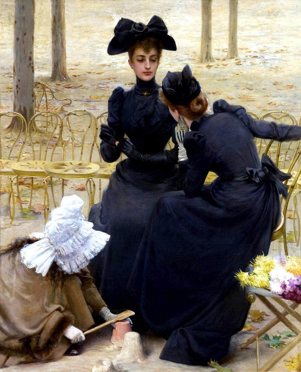 Conversation In The Luxembourg Garden Painting Corcos Canvas Art - Image 5