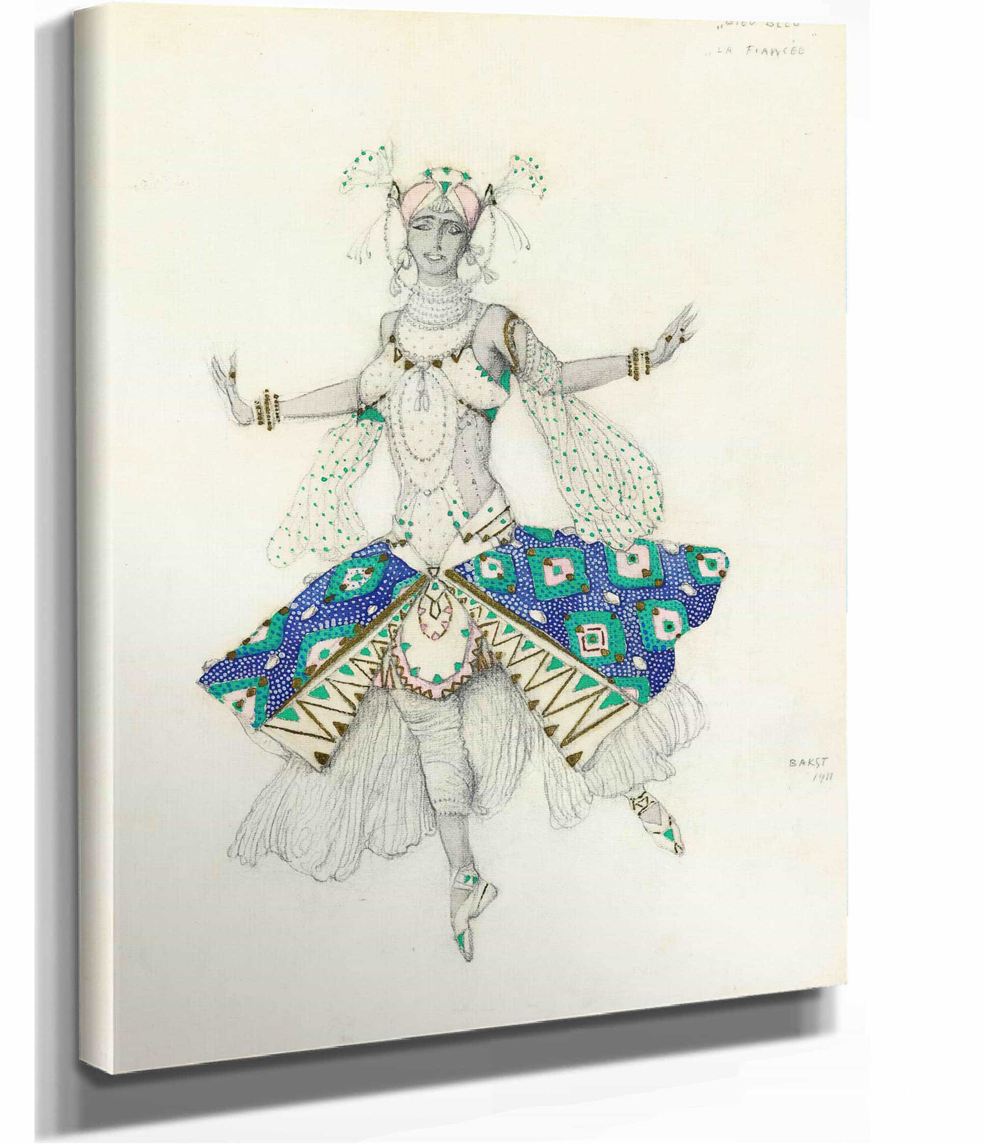 Costume Design For Tamara Karsavina As La Fiancee In Le Dieu Bleu by Leon Bakst - Image 2