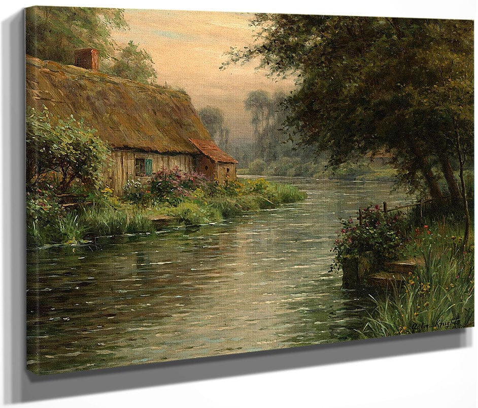 Cottage Along The River By Louis Aston Knight