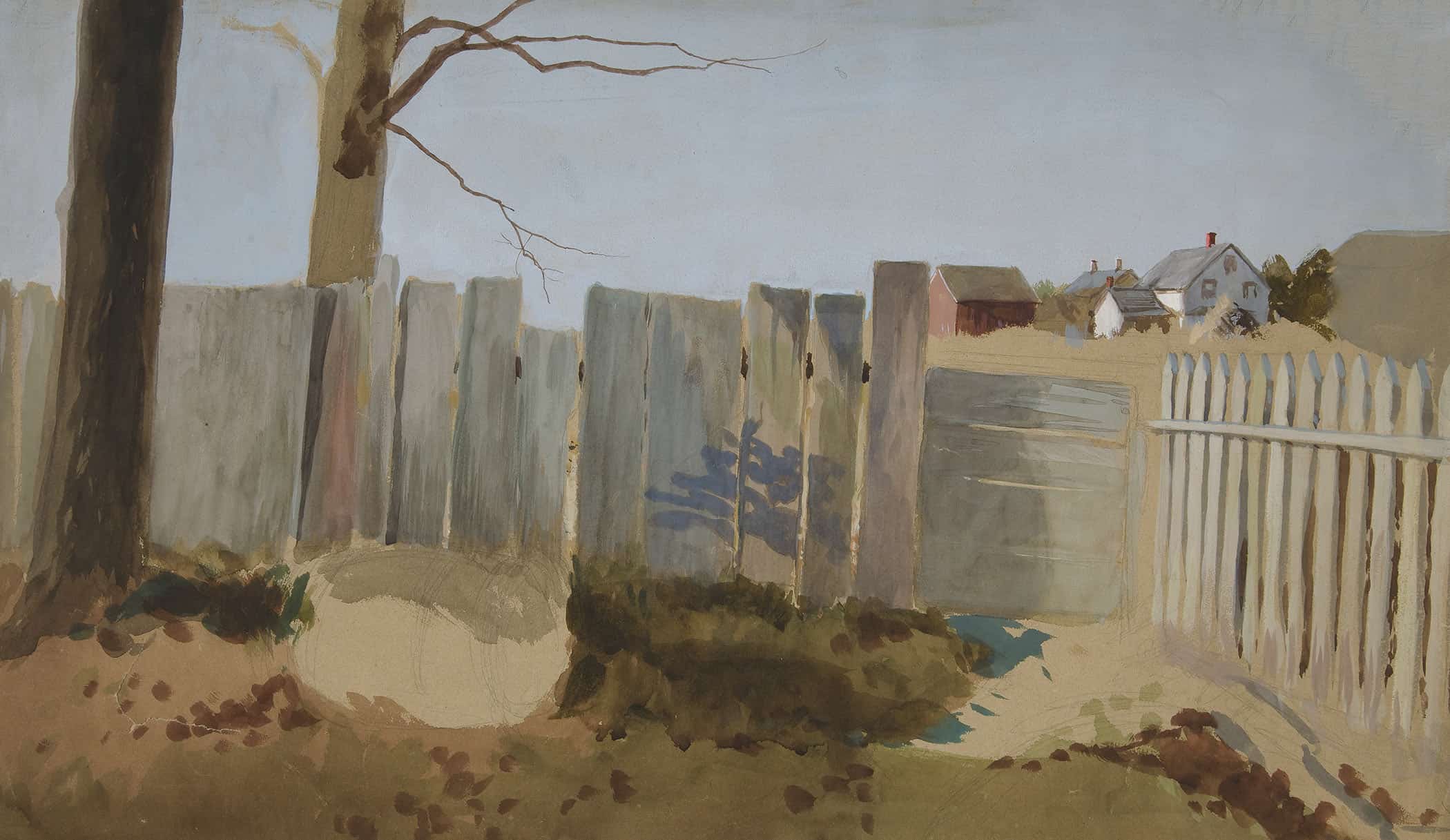 Country Scene Fence Field Farmhouse In Distance by Edwin Austin Abbey - Image 2