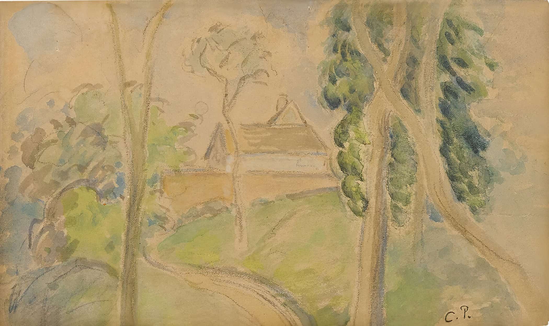 Country Scene With A House Along A Road by Camille Pissarro - Image 2