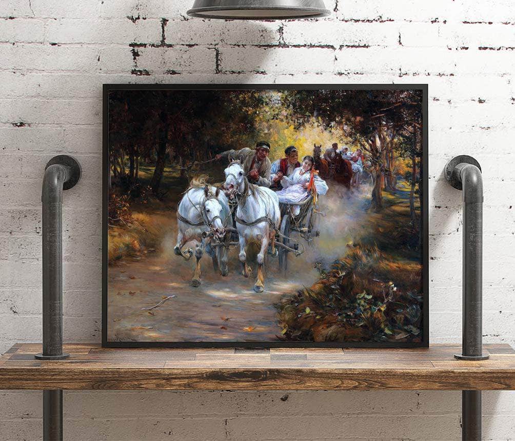 Country Wedding Painting Alfred Von Wierusz Kowalski Canvas Art - Image 4