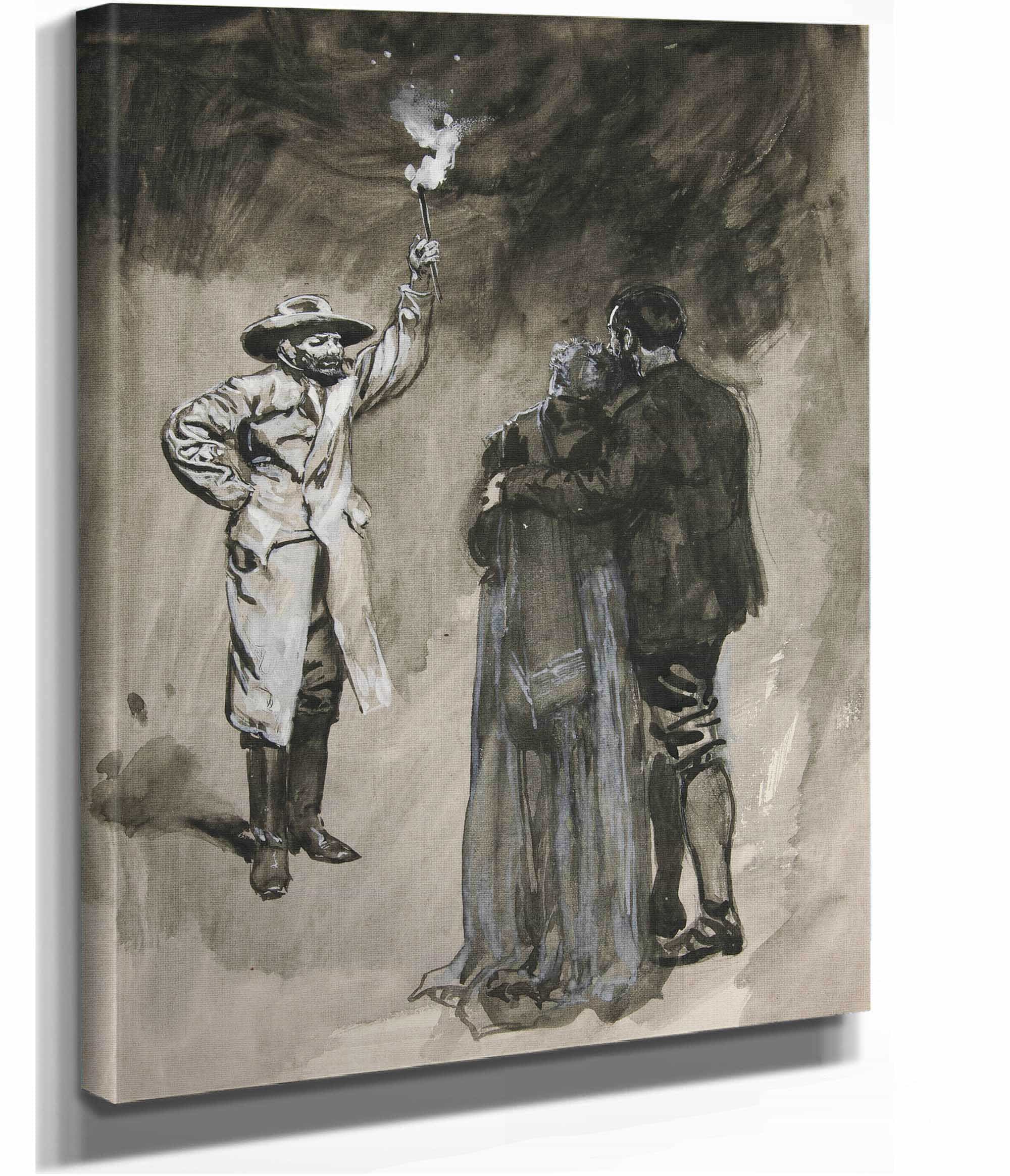 Couple Confronted In Street By Man Holding Torch by Edwin Austin Abbey - Image 2