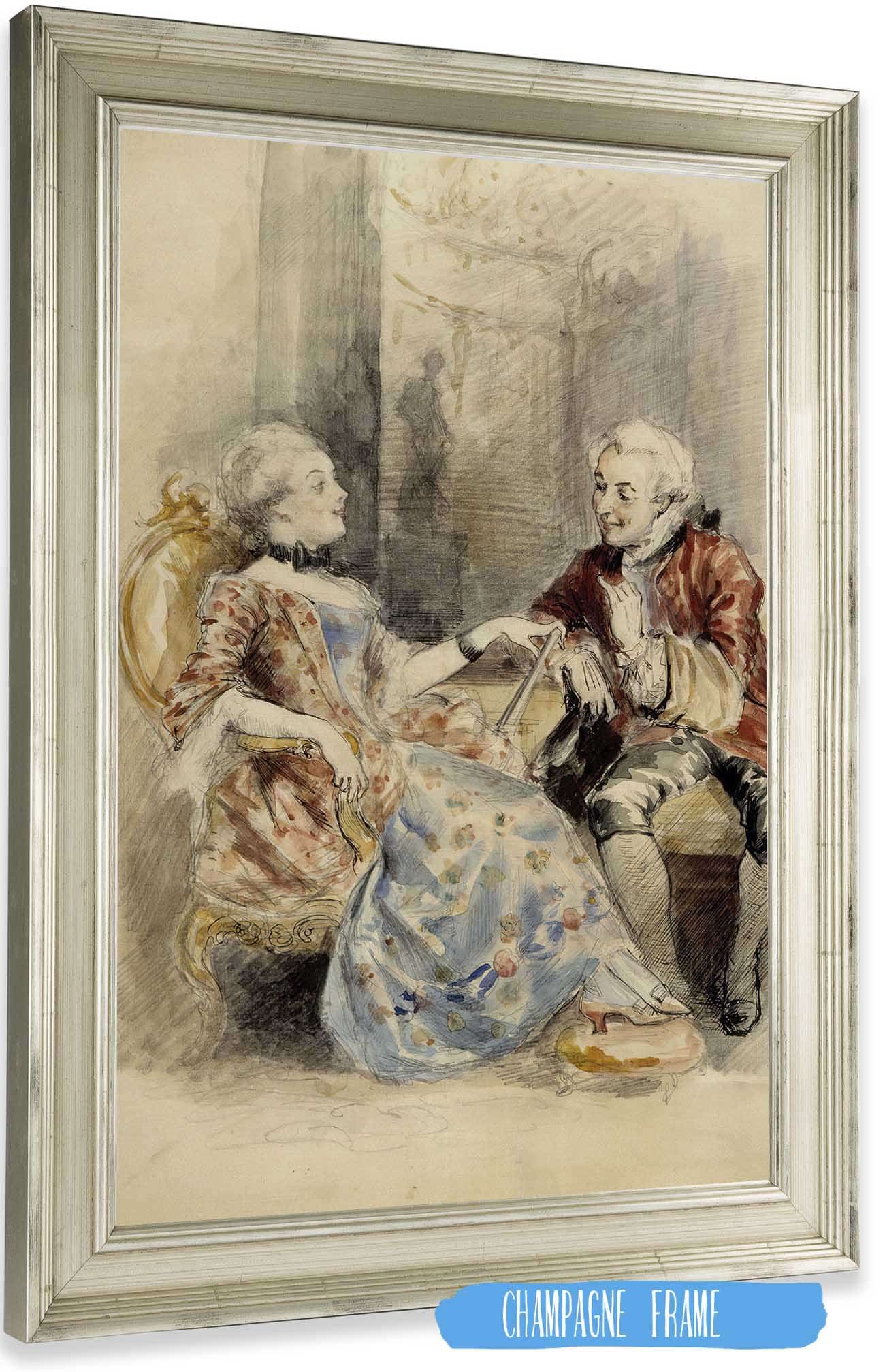 Couple Having A Conversation Rococo Attire by Albert Edelfelt