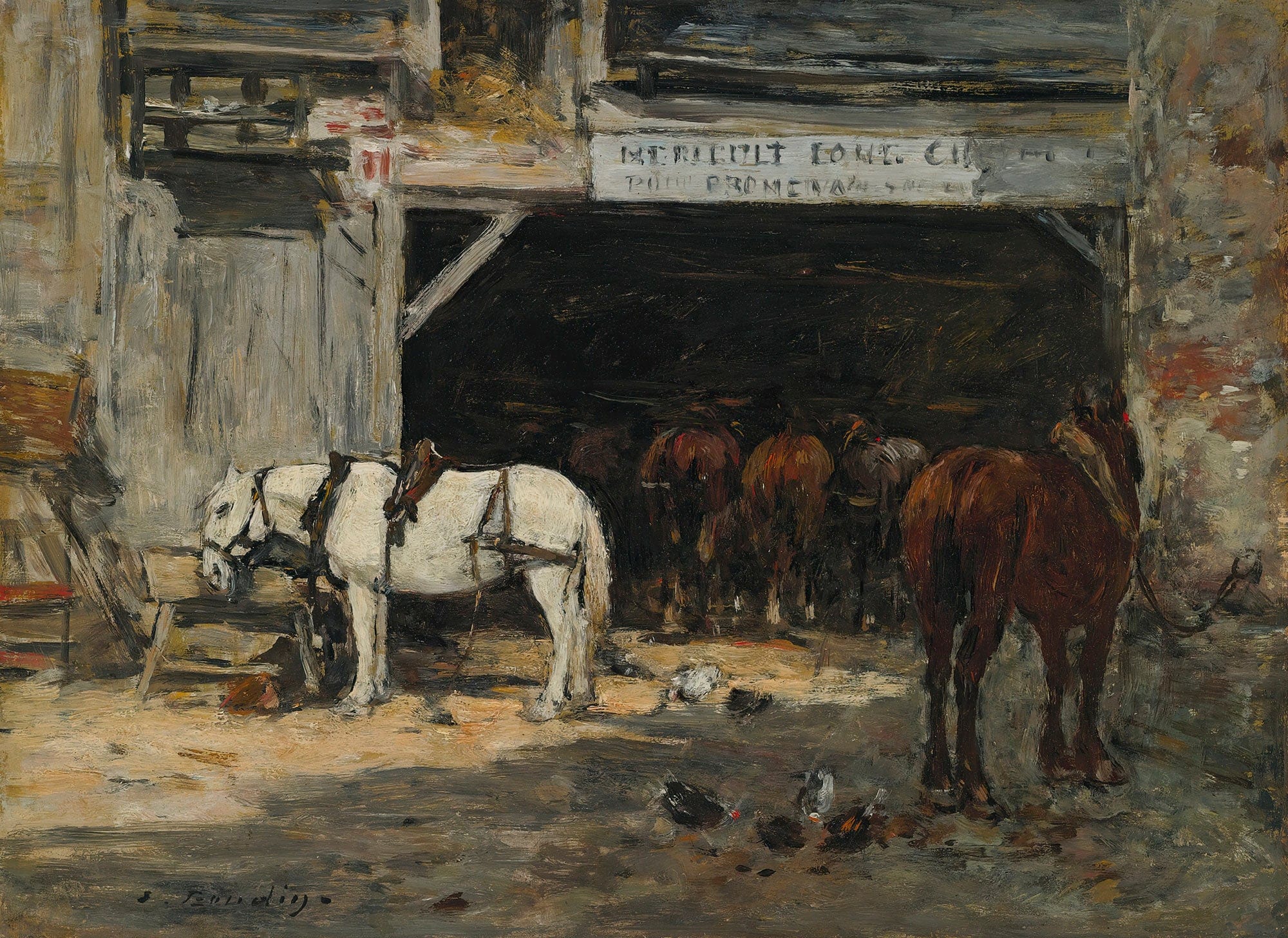 Cour Et Ecurie Dun Loueur by Eugene Boudin - Image 4