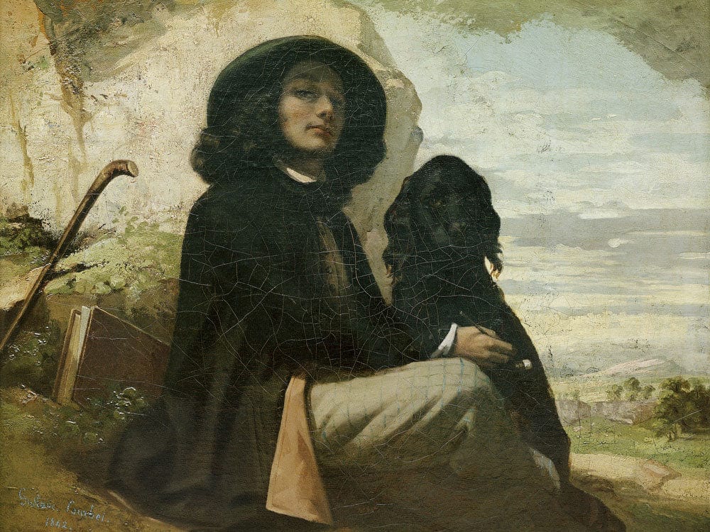 Courbet With His Black Dog By Jean Desire Gustave Courbet - Image 4