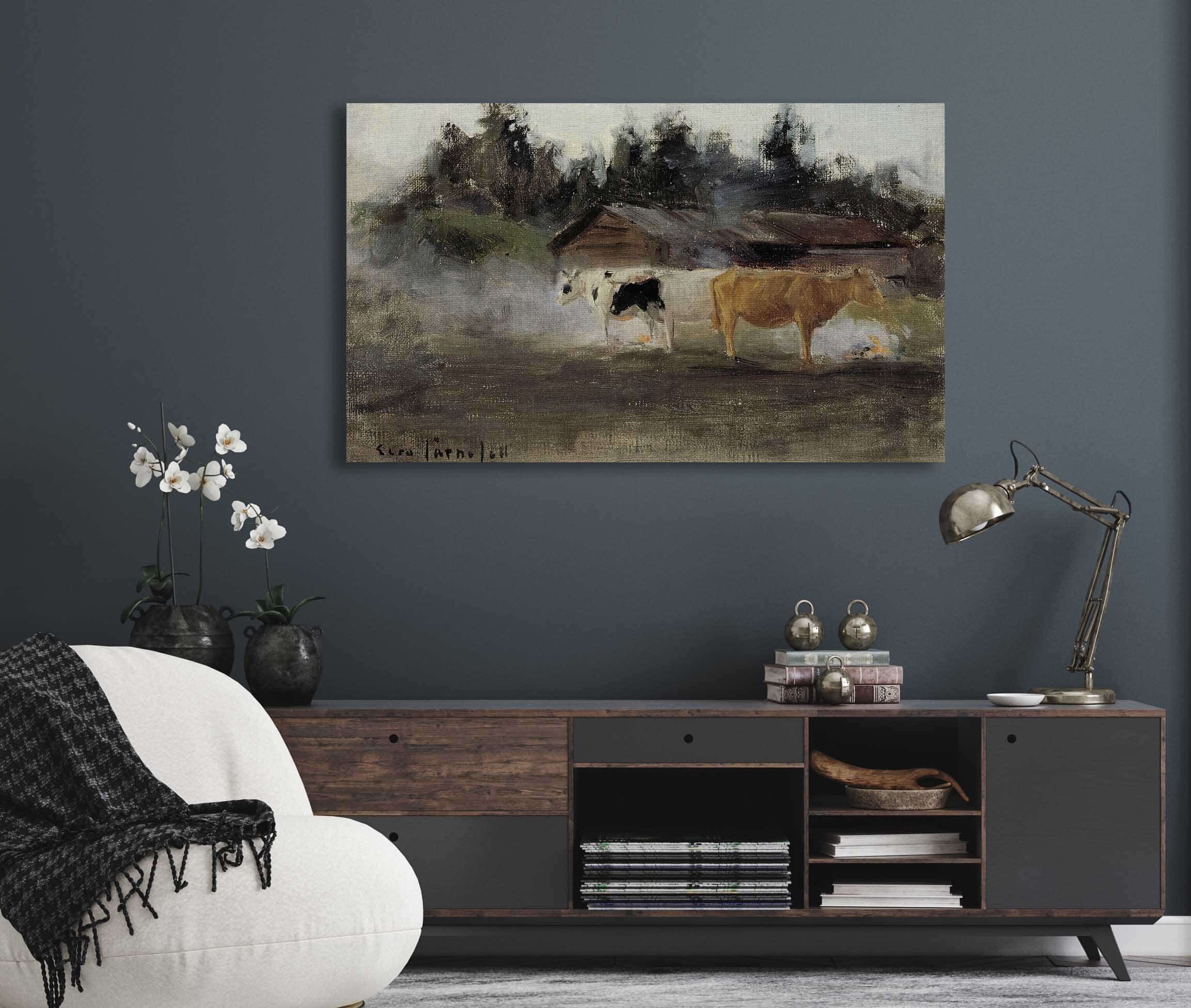 Cows In Turf Smoke Study by Eero Jarnefelt - Image 5