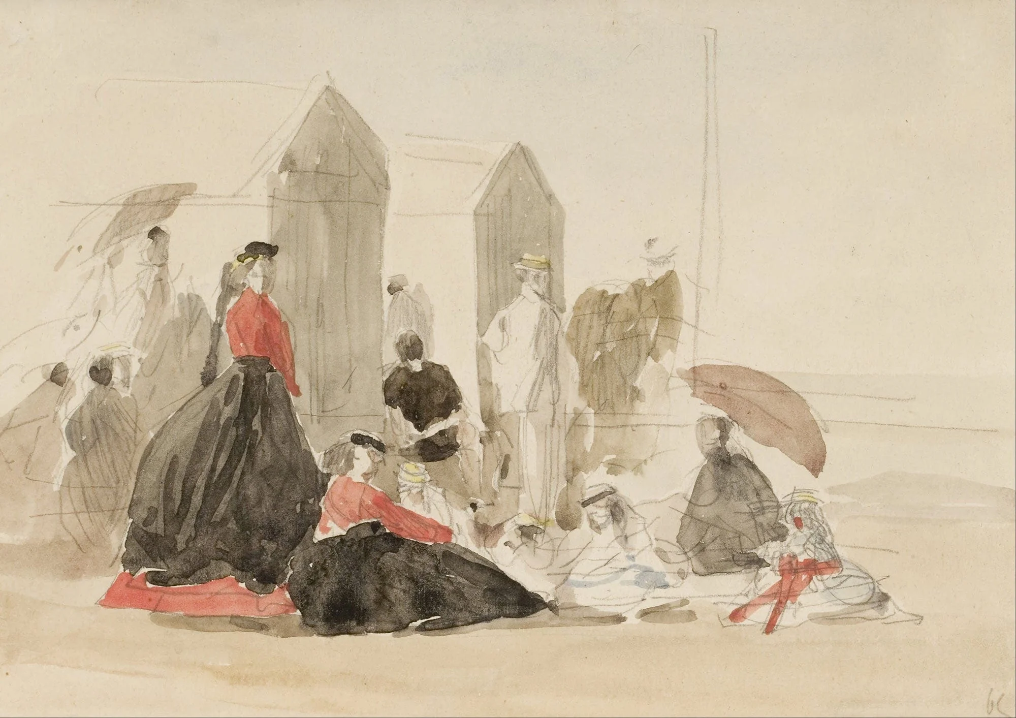 Crinolines And Cabins by Eugene Boudin - Image 2