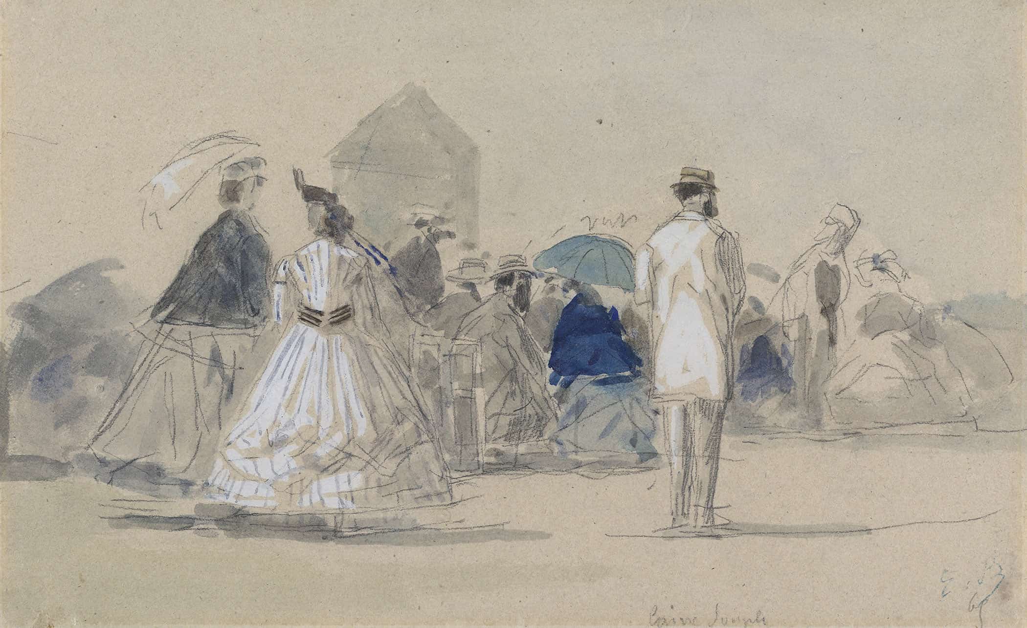 Crinolines On The Beach by Eugene Boudin - Image 2