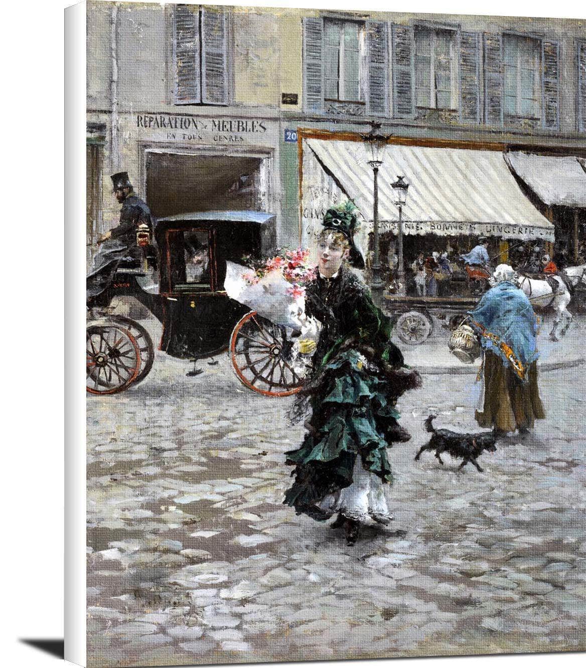 Crossing The Street Painting Giovanni Boldini Canvas Art