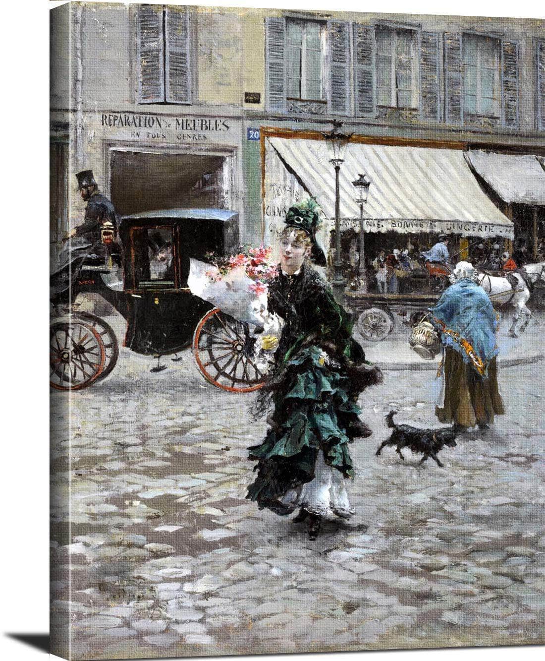 Crossing The Street Painting Giovanni Boldini Canvas Art - Image 3