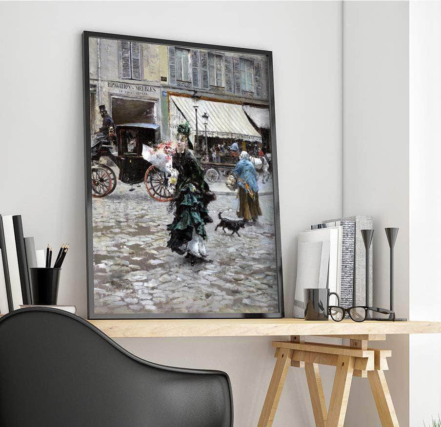 Crossing The Street Painting Giovanni Boldini Canvas Art - Image 4