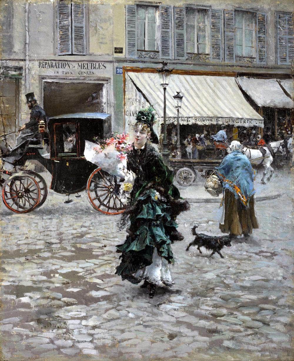 Crossing The Street Painting Giovanni Boldini Canvas Art - Image 5