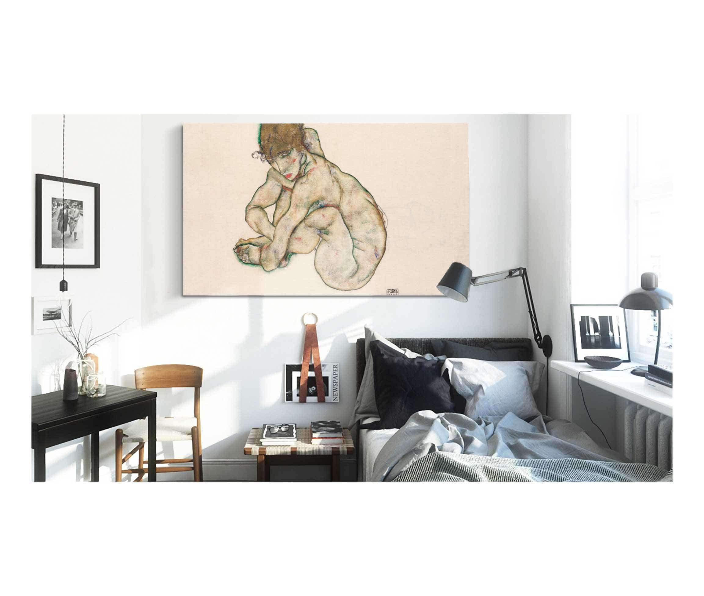 Crouching Nude Girl by Egon Schiele - Image 3