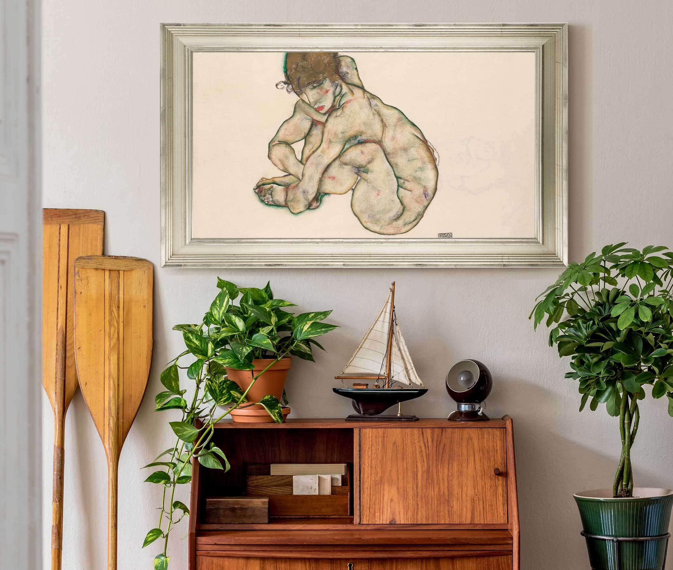 Crouching Nude Girl by Egon Schiele - Image 6
