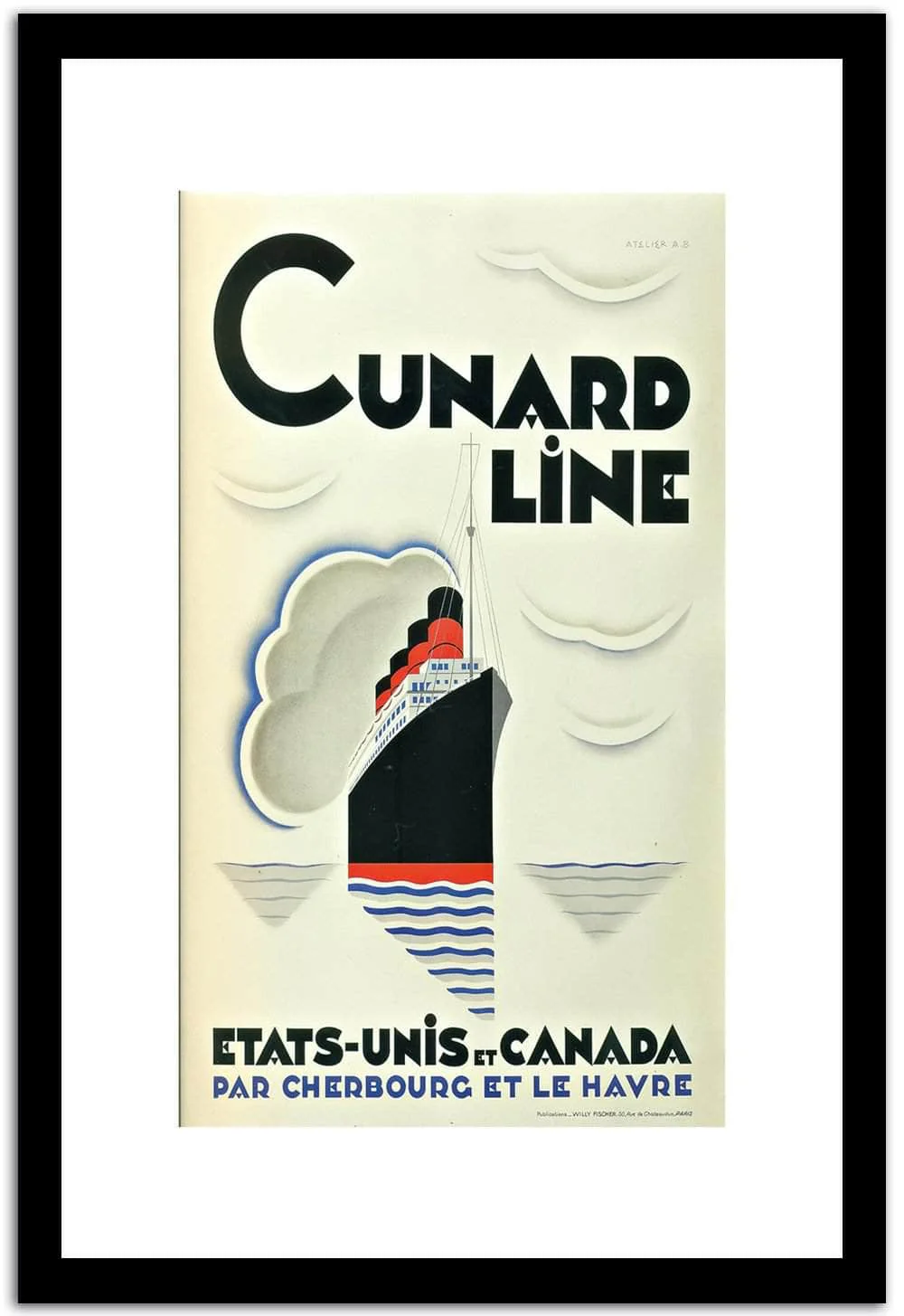 Cunard Line Vintage Postera