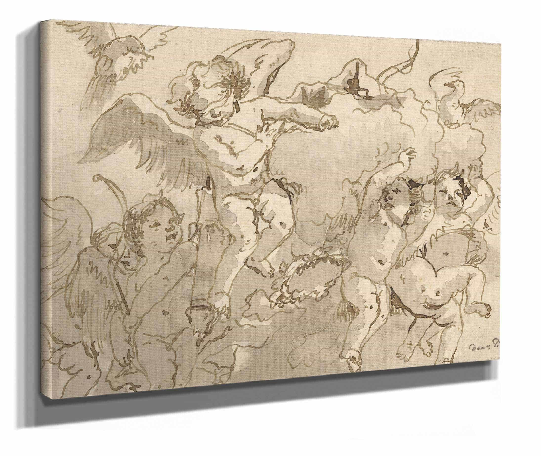 Cupid Blindfolded In The Clouds With Five Attendant Putti by Giovanni Domenico Tiepolo
