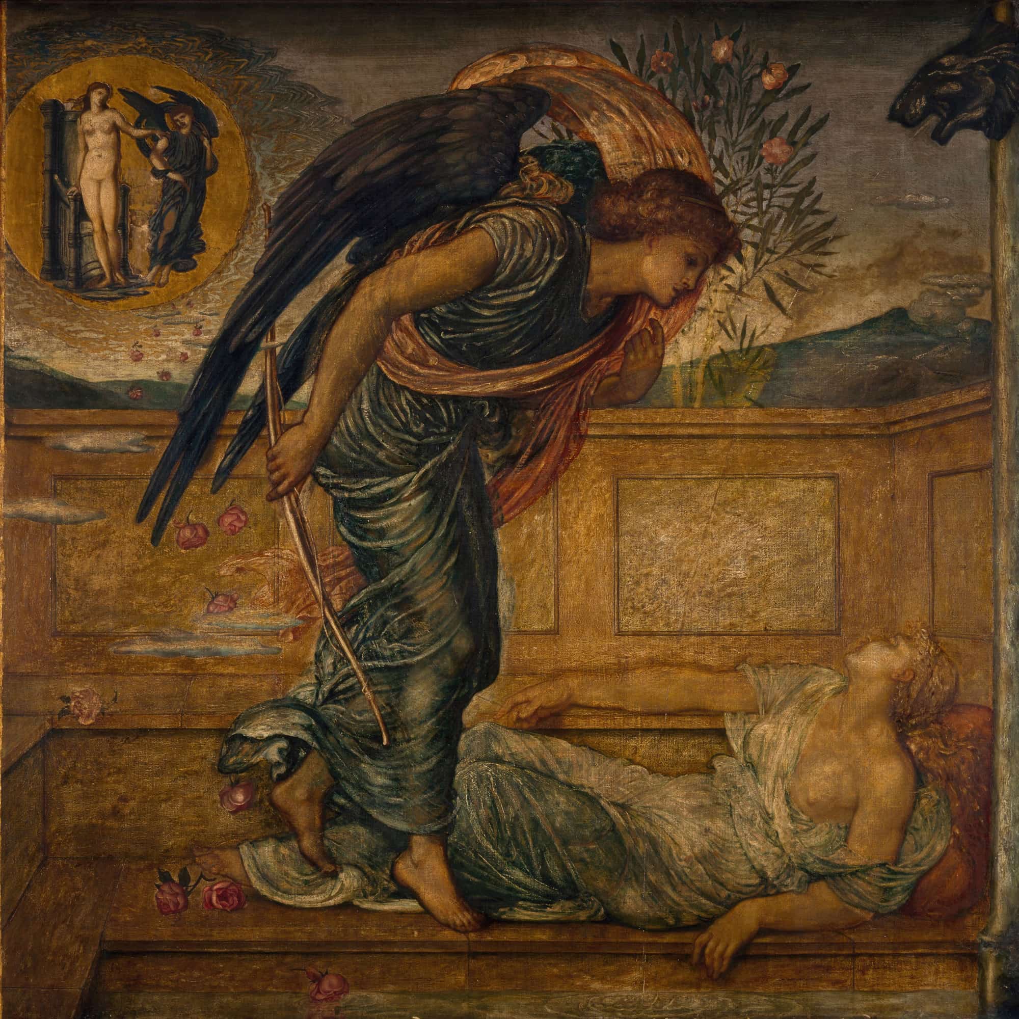 Cupid Finding Psyche Asleep By A Fountain by Sir Edward Coley Burne Jones - Image 4