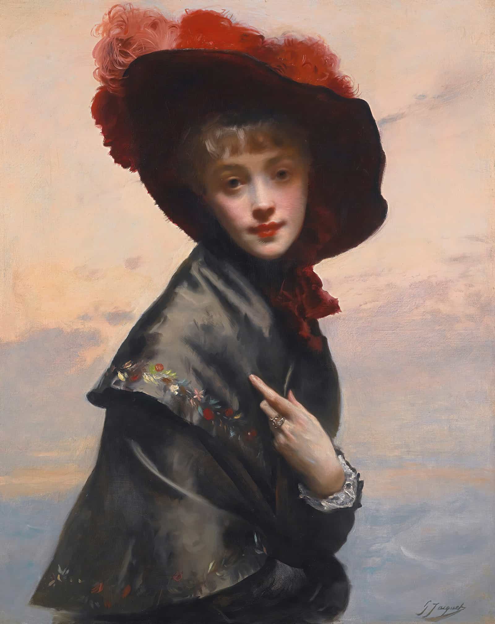 Dame Au Chapeau by Gustave Jean Jacquet