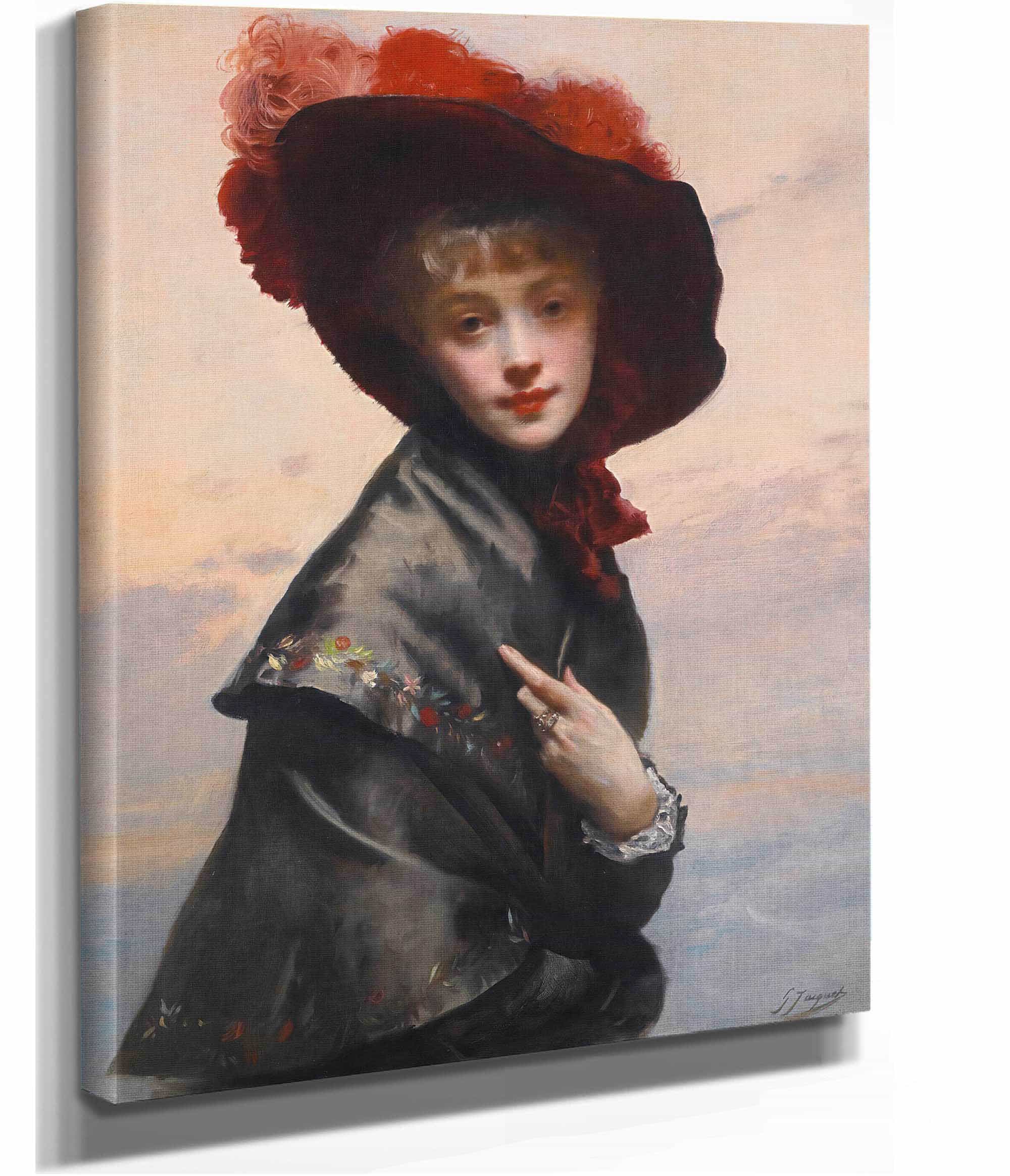 Dame Au Chapeau by Gustave Jean Jacquet - Image 2