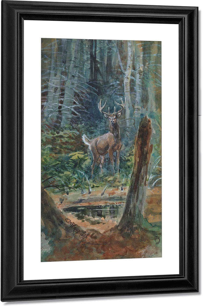 Deer In The Dell By Charles Marion Russell - Image 3