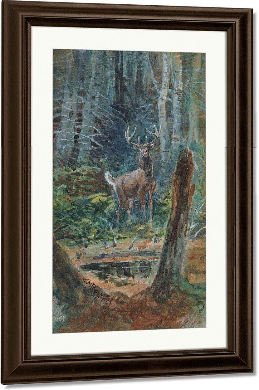 Deer In The Dell By Charles Marion Russell - Image 4