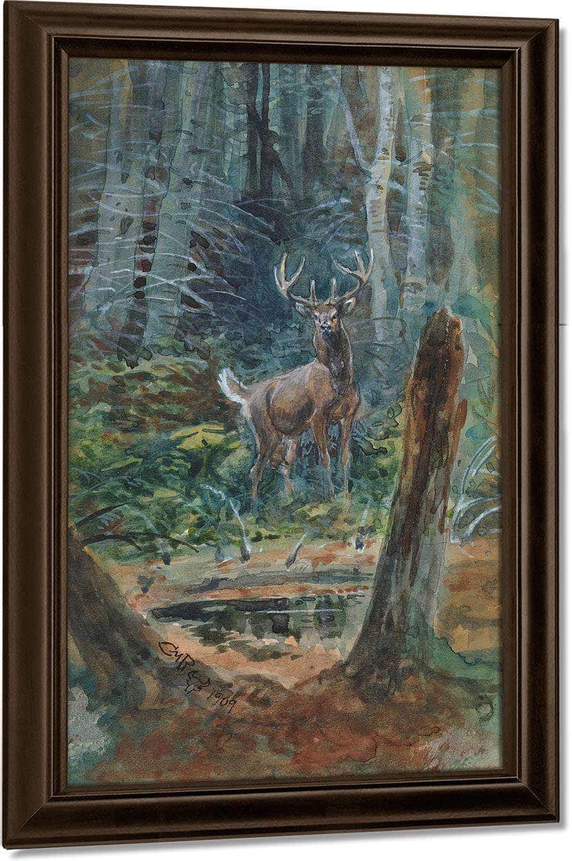 Deer In The Dell By Charles Marion Russell - Image 5