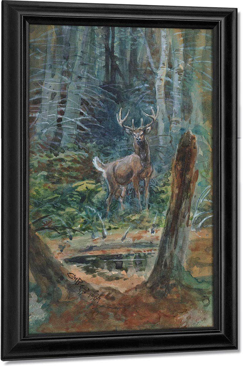Deer In The Dell By Charles Marion Russell - Image 7