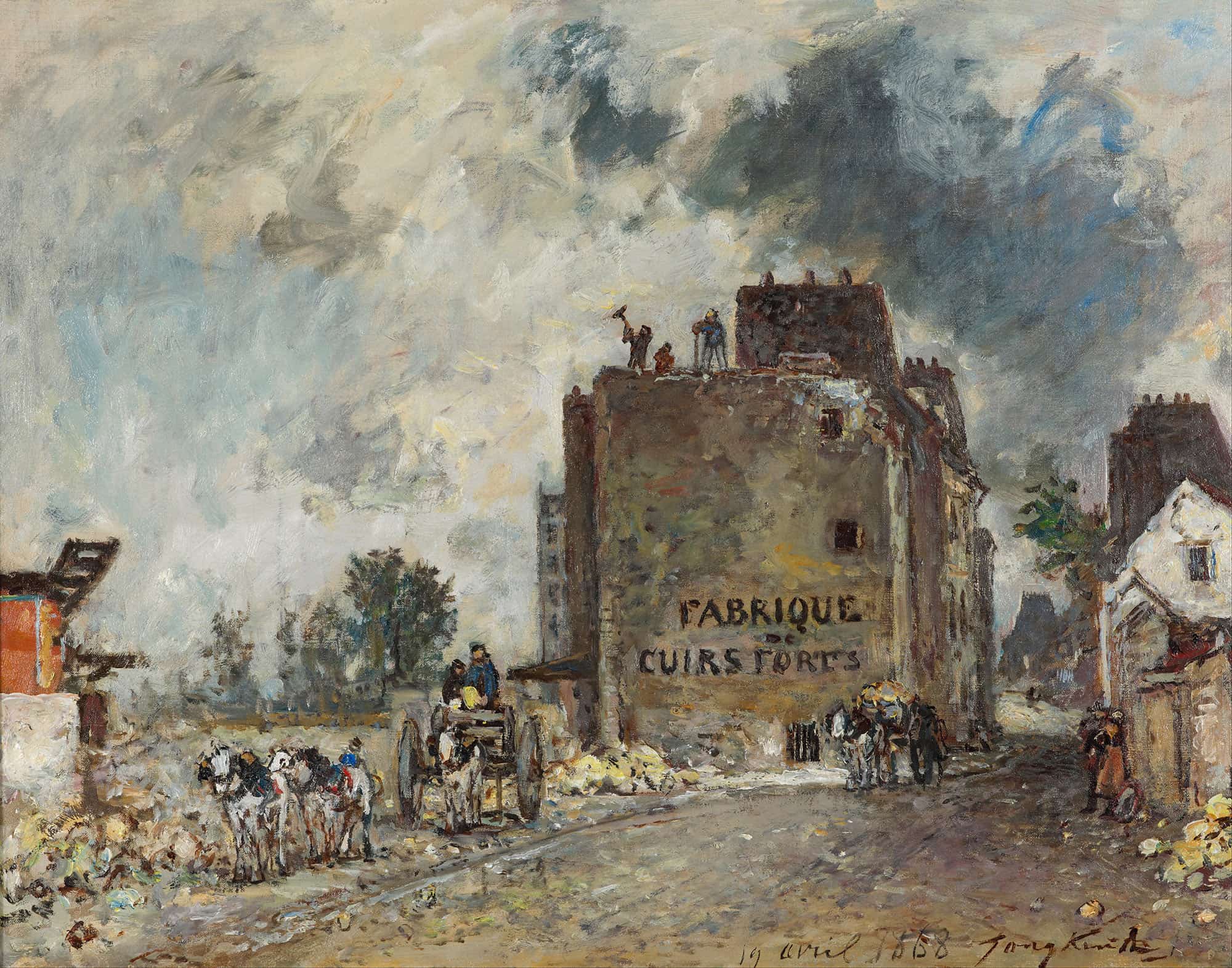 Demolition Work In Rue Des Franc Bourgeois St Marcel by Johan Barthold Jongkind