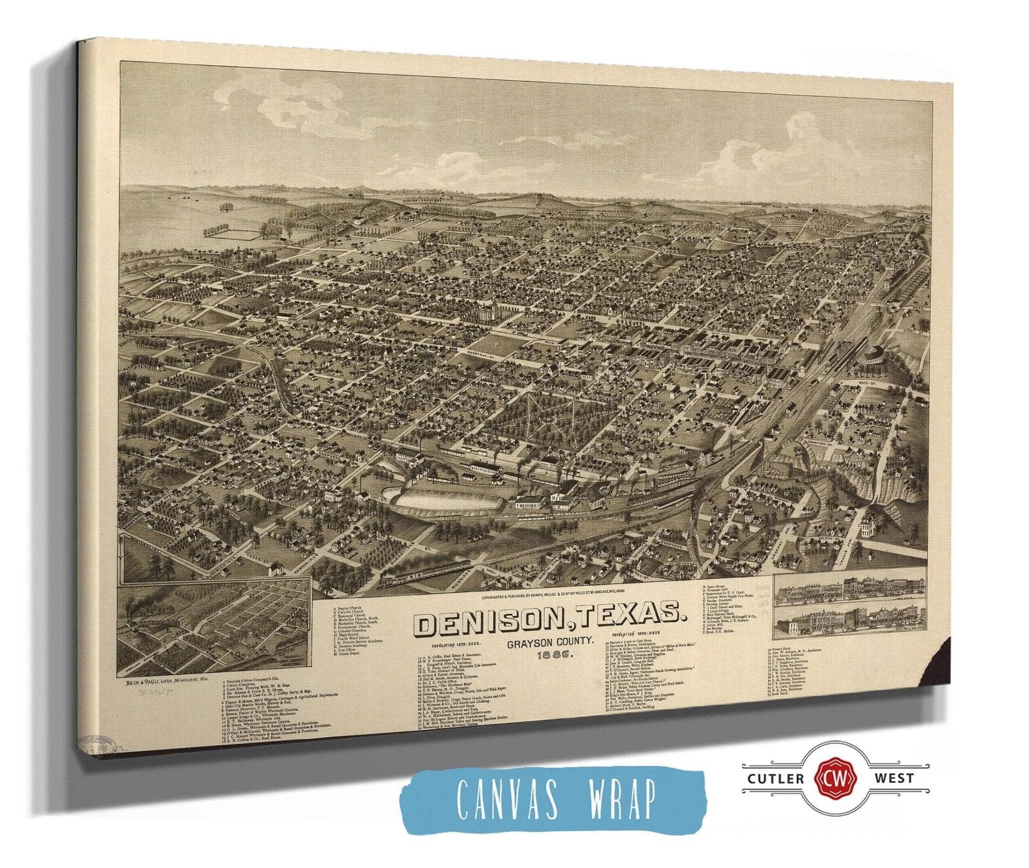 Denison Texas Grayson County 1886 State of Texas