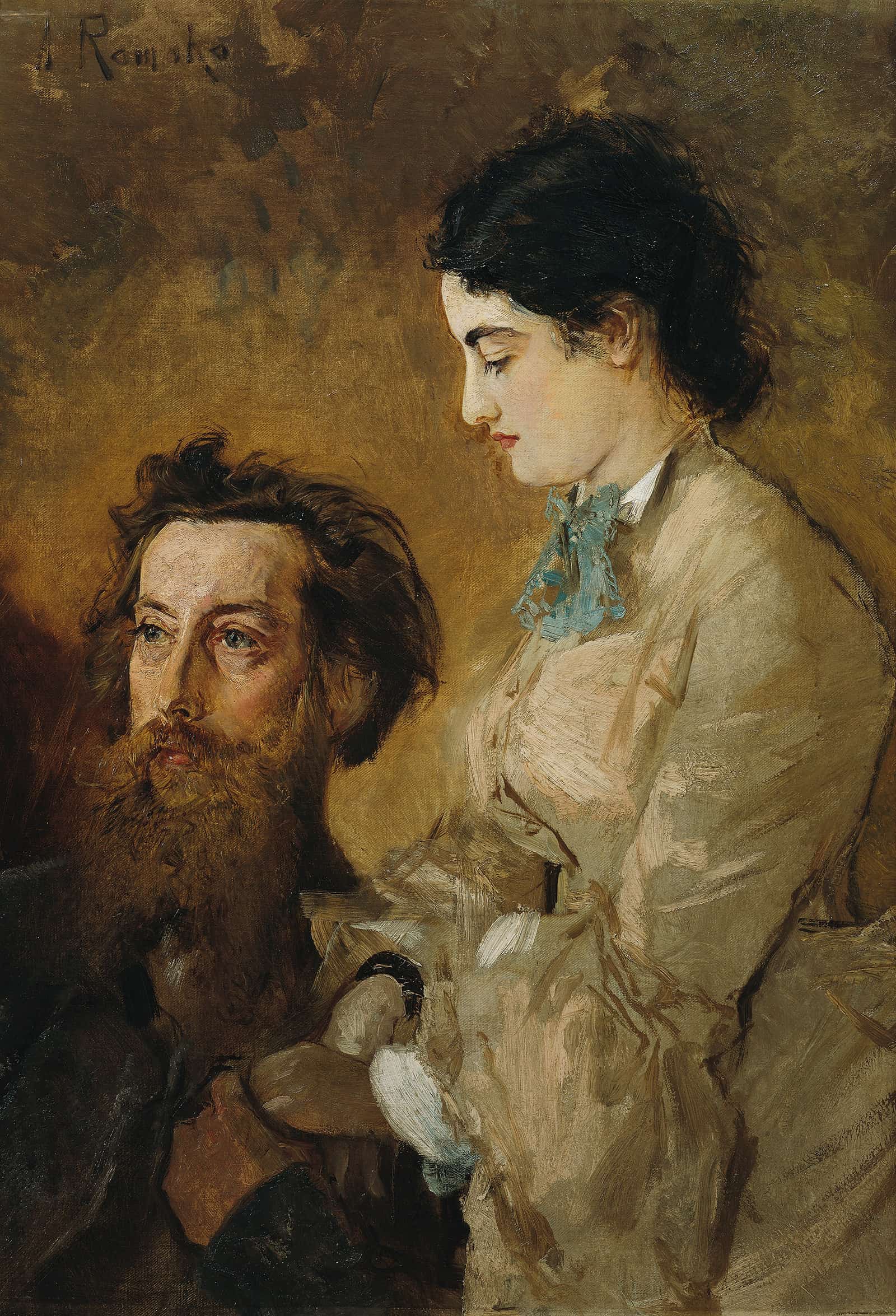 Der Bildhauer Reinhold Begas Mit Seiner Frau Margarethe by Anton Romako