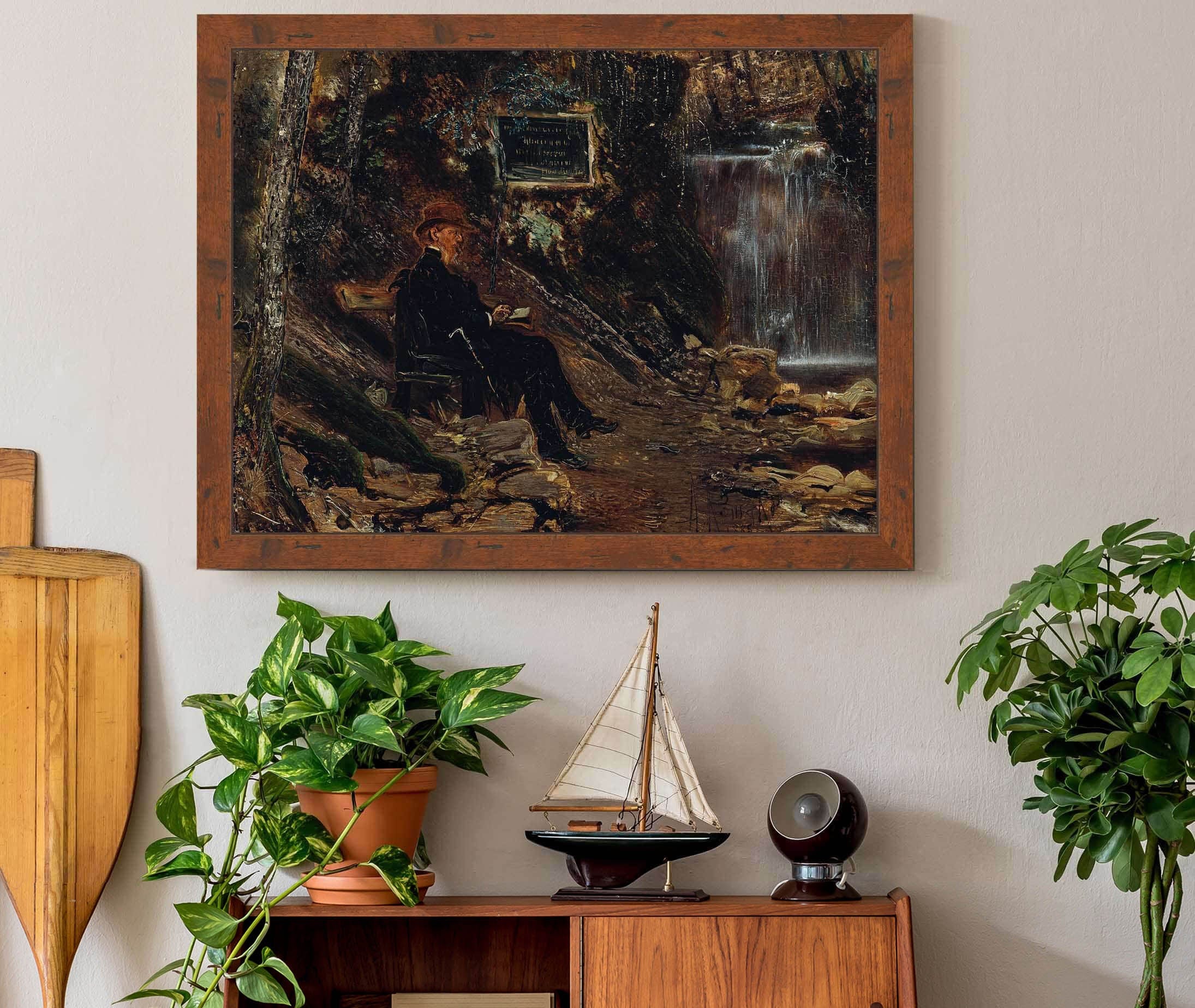 Der Schriftsteller Hermann Rollett Am Wasserfall by Anton Romako - Image 3