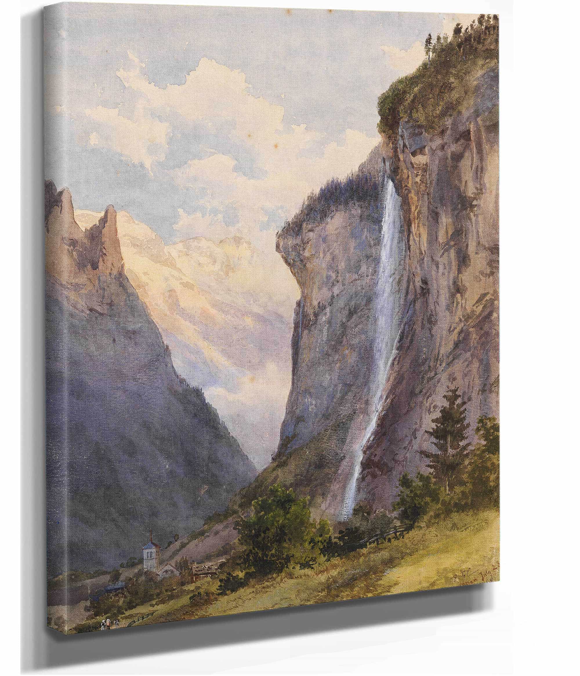 Der Staubbachfall In Lauterbrunnen Schweiz by Edward Theodore Compton - Image 2