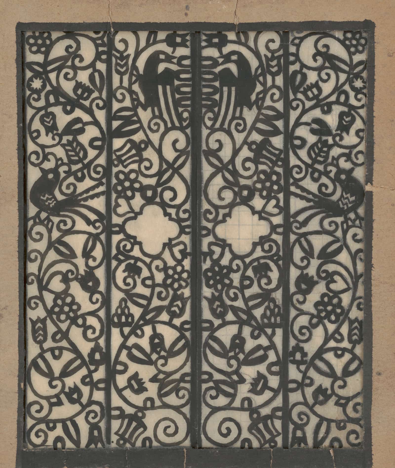 Design Drawings For The Theodore Weicker Apartment Building Study For Metalwork Gate by Winold Reiss