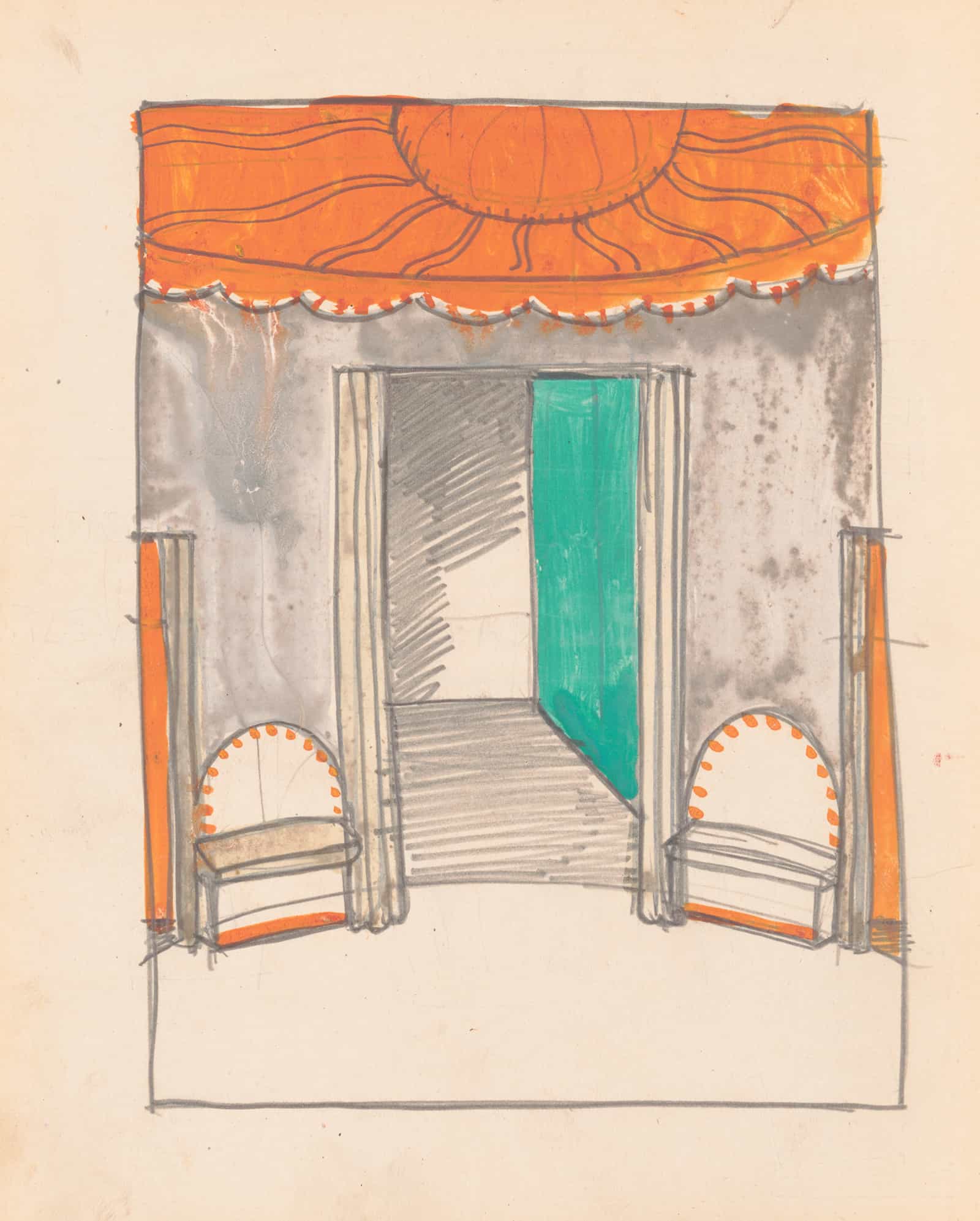Design For Miscellaneous Interior Sketch Of Interior by Winold Reiss