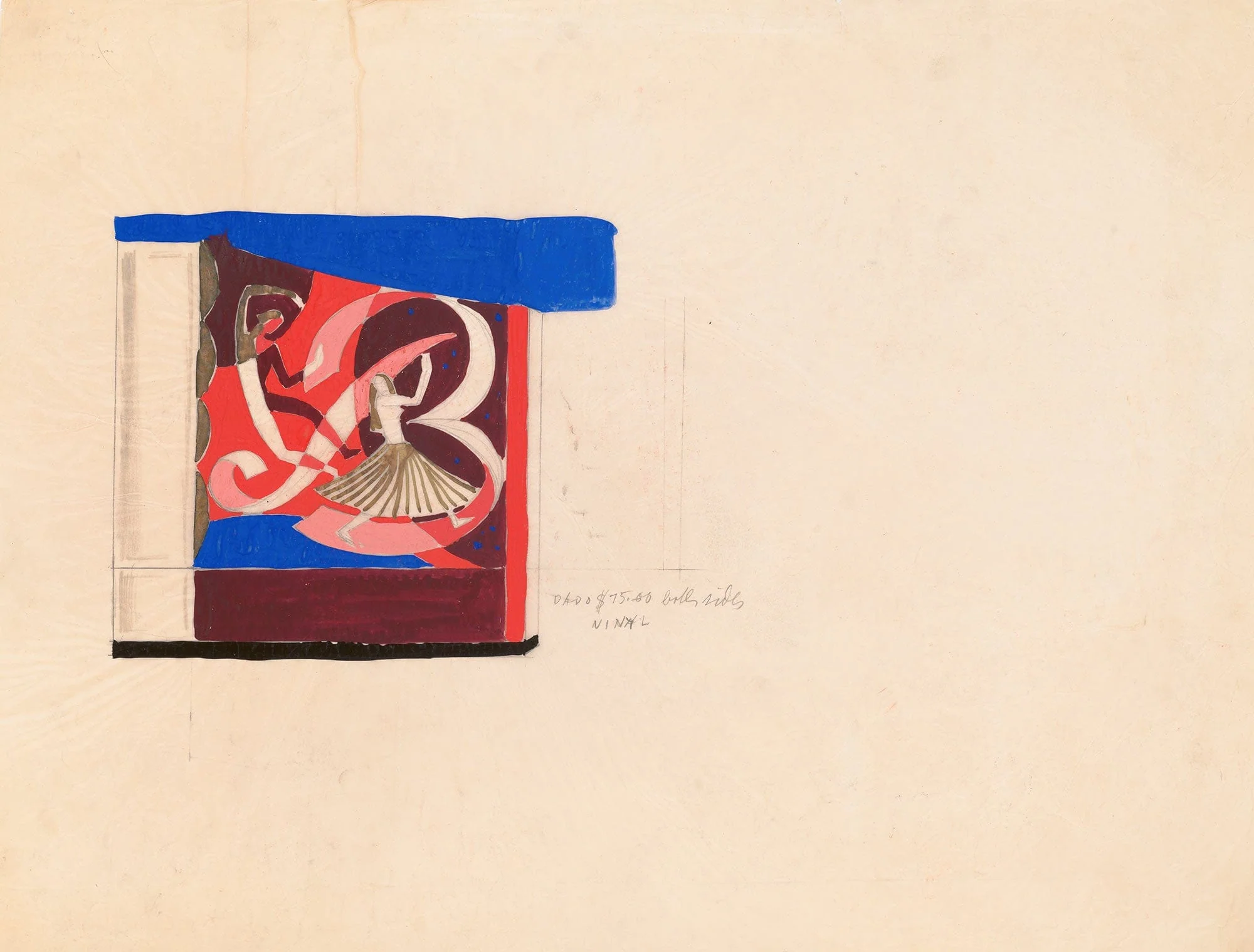 Design For Mural Inside Of Theater Interior Wall Mural Study by Winold Reiss
