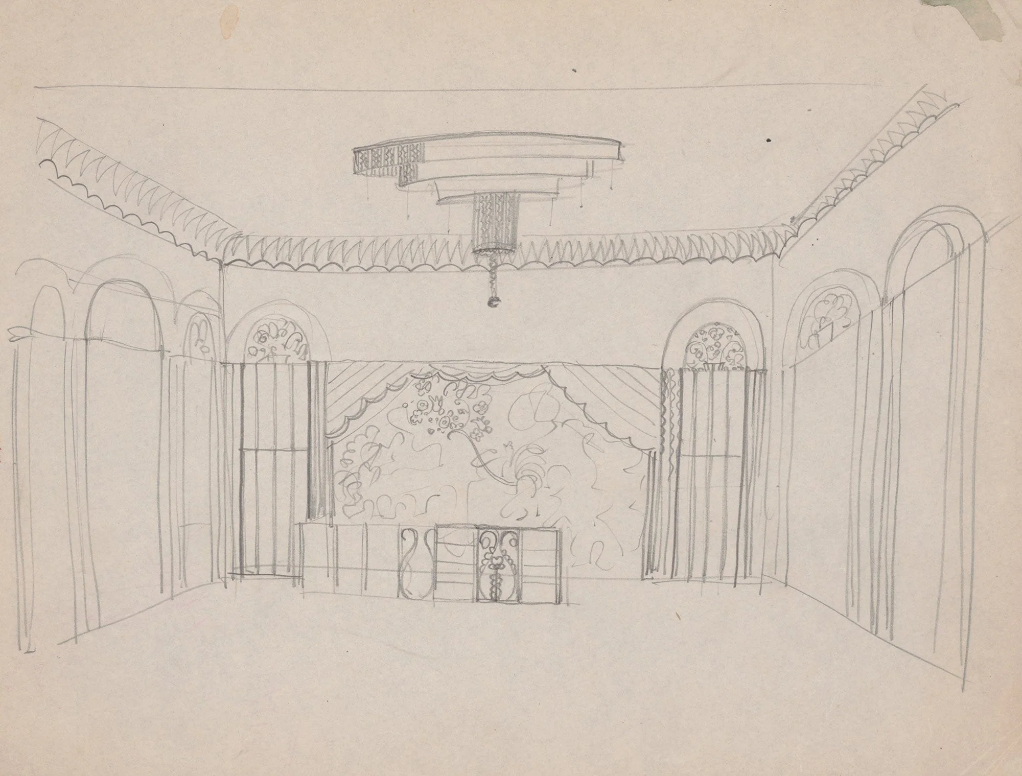 Design For The Lentheric Salon Fifth Ave & Th St Savoy Plaza Hotel New York Ny Perspective Sketch by Winold Reiss