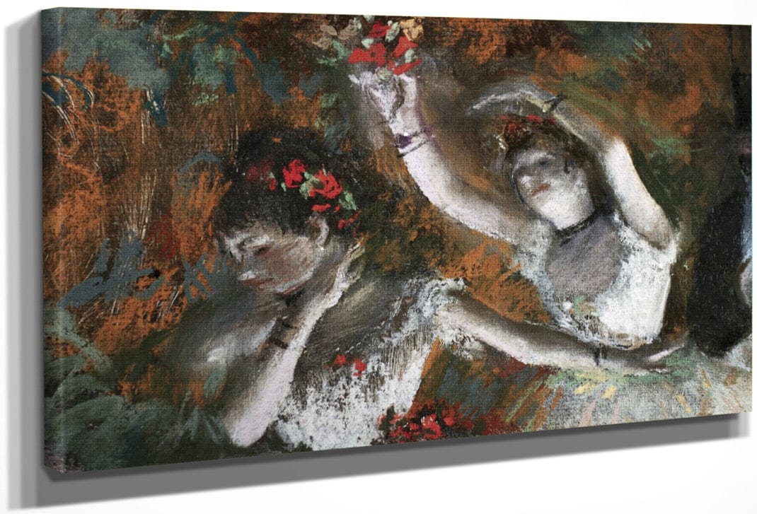 Detail Of Ballerinas From The Rehearsal By Edgar Degas