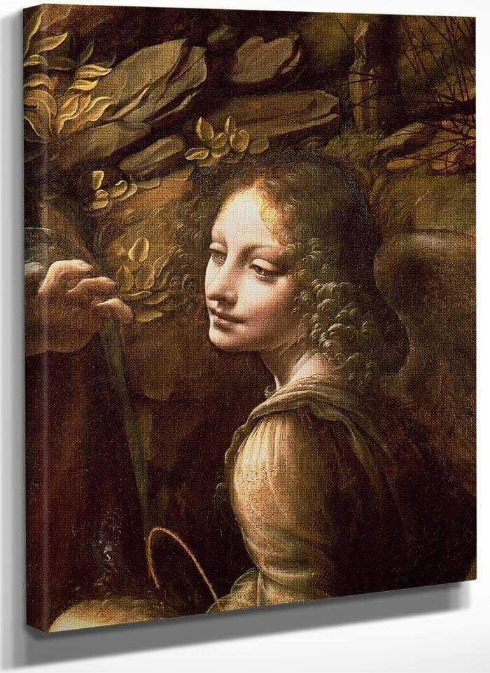 Detail Of The Angel From The Virgin Of The Rocks (The Virgin With The Infant St. John Adoring The Infant Christ Accompanied By An Angel) By Leonardo Da Vinci