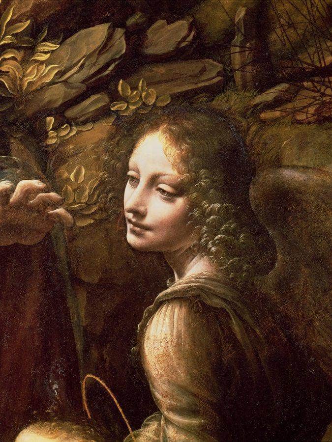 Detail Of The Angel From The Virgin Of The Rocks (The Virgin With The Infant St. John Adoring The Infant Christ Accompanied By An Angel) By Leonardo Da Vinci - Image 5