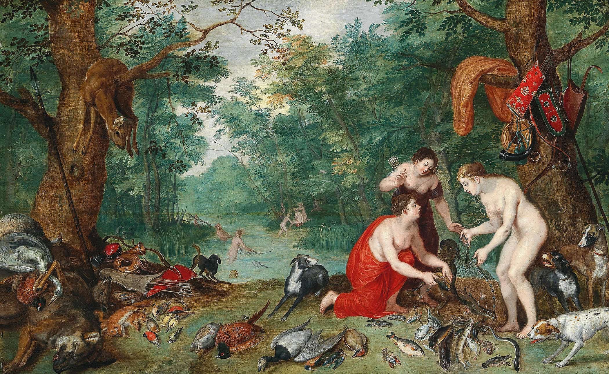 Diana And Her Nymphs Fishing S by Jan Brueghel The Younger - Image 2
