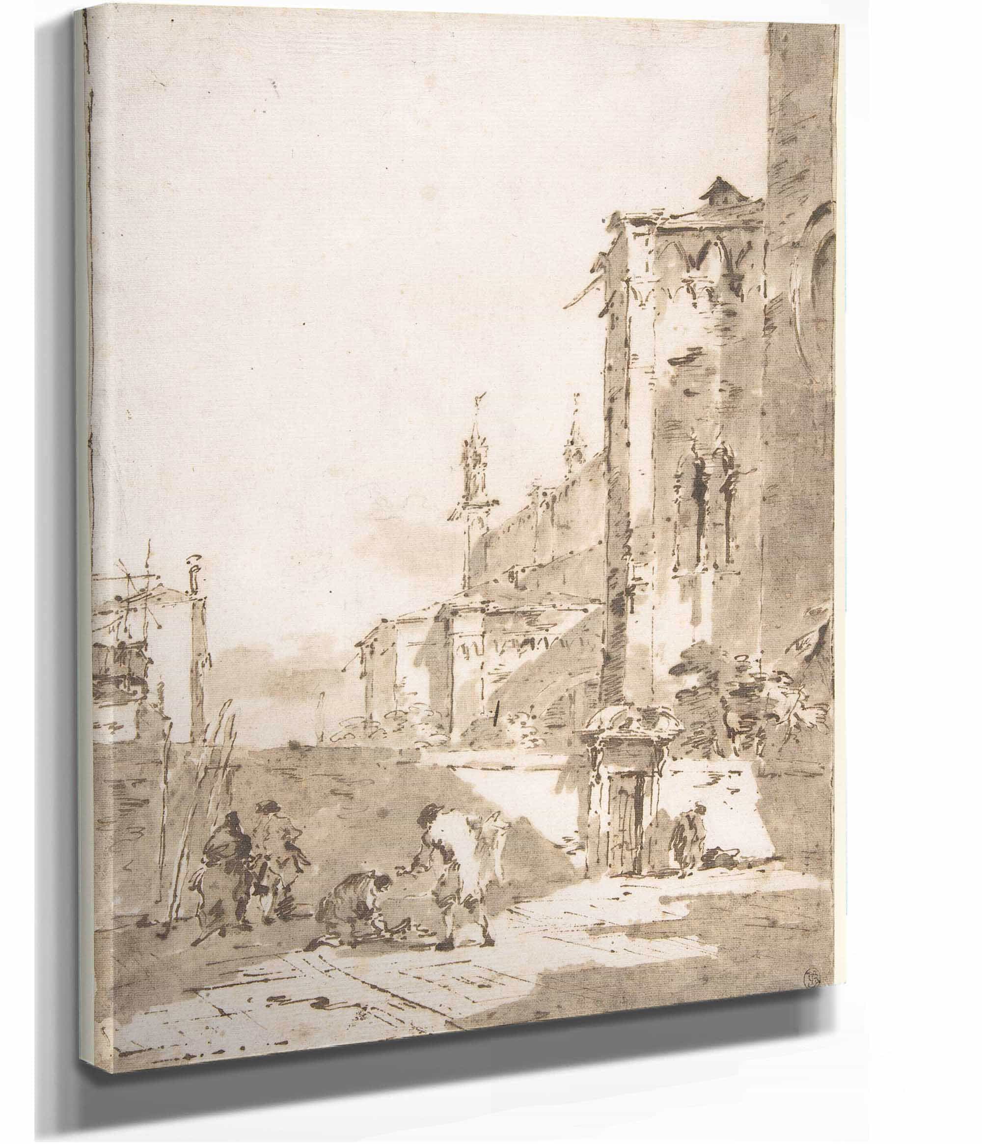 Dice Players In A Venetian Square by Francesco Guardi - Image 2