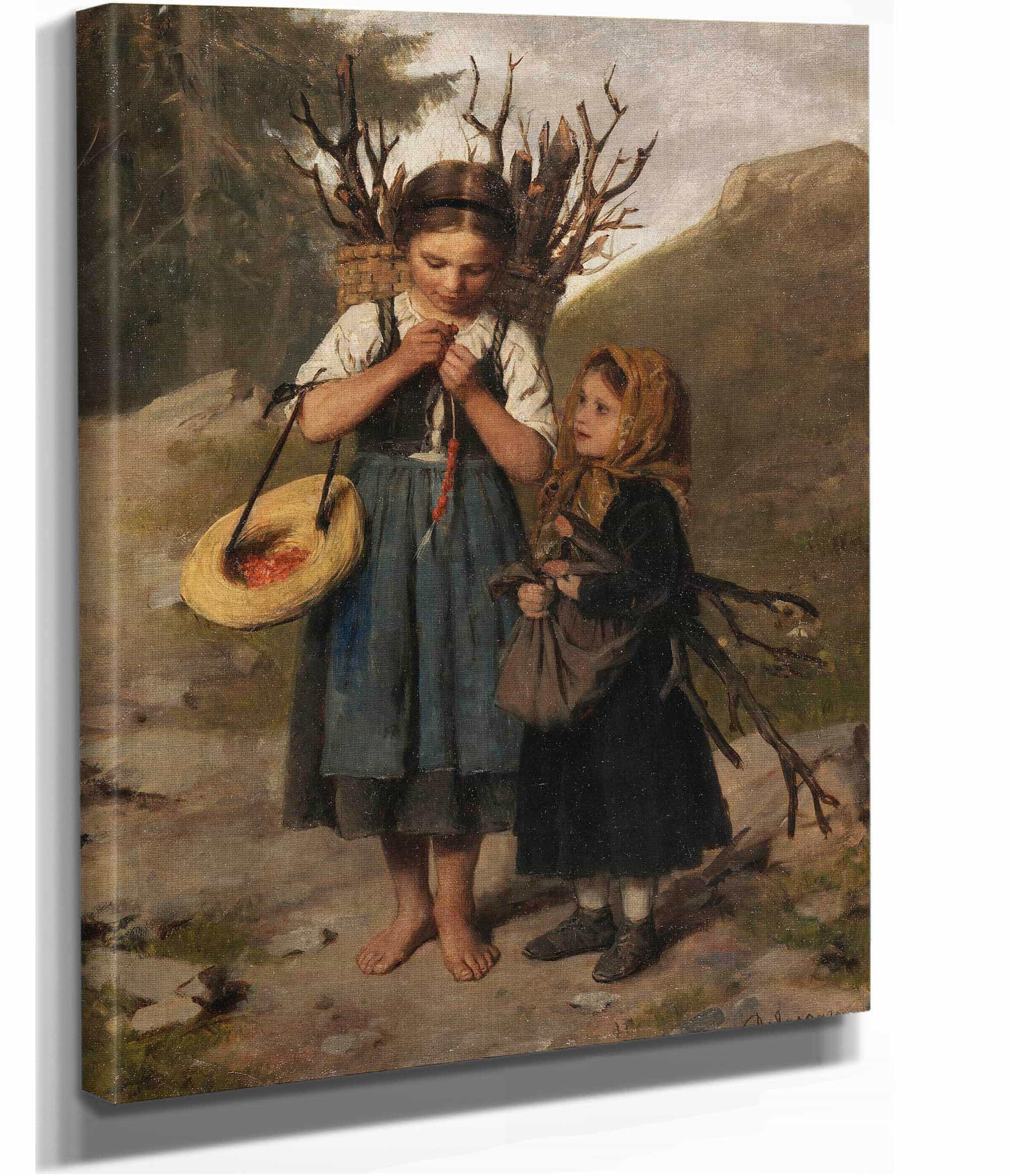 Die Kleinen Reisigsammlerinnen by Franz Von Defregger - Image 2