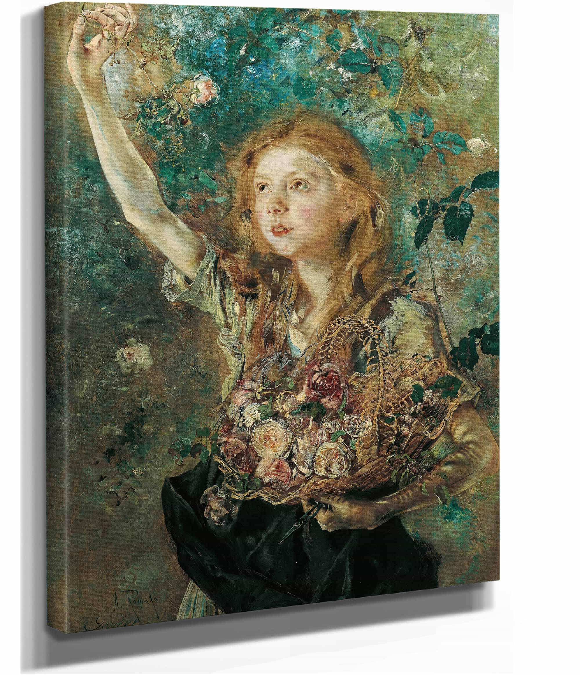 Die Rosenpfluckerin by Anton Romako - Image 2