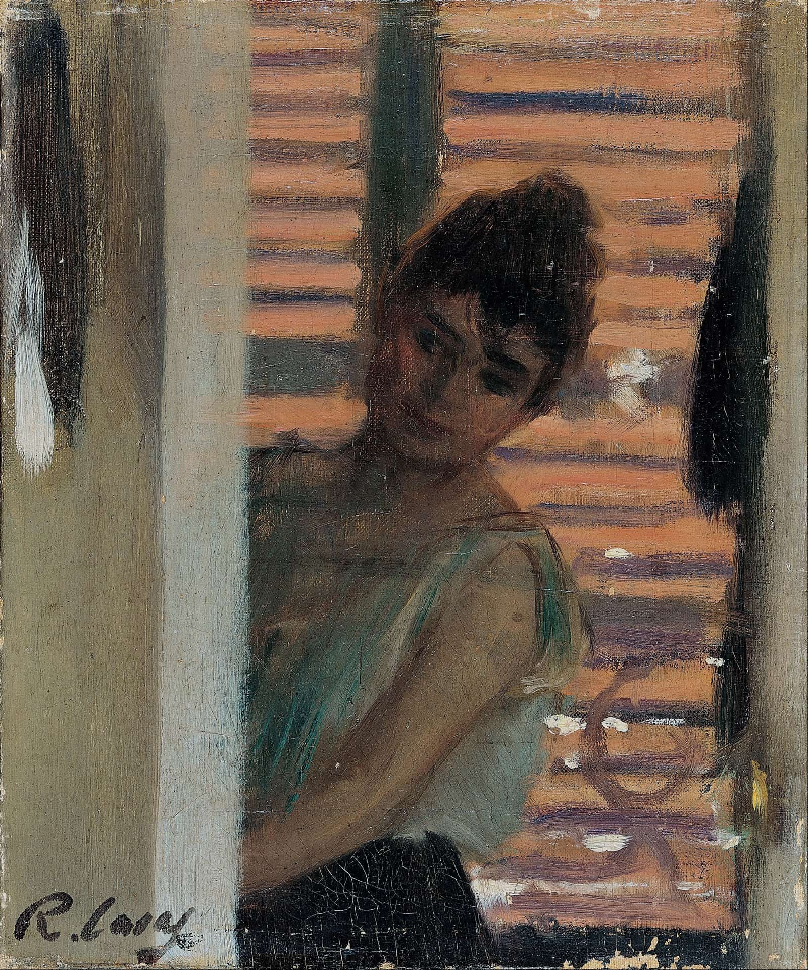 Dona Rera Persiana Woman Against A Blind by Ramon Casas