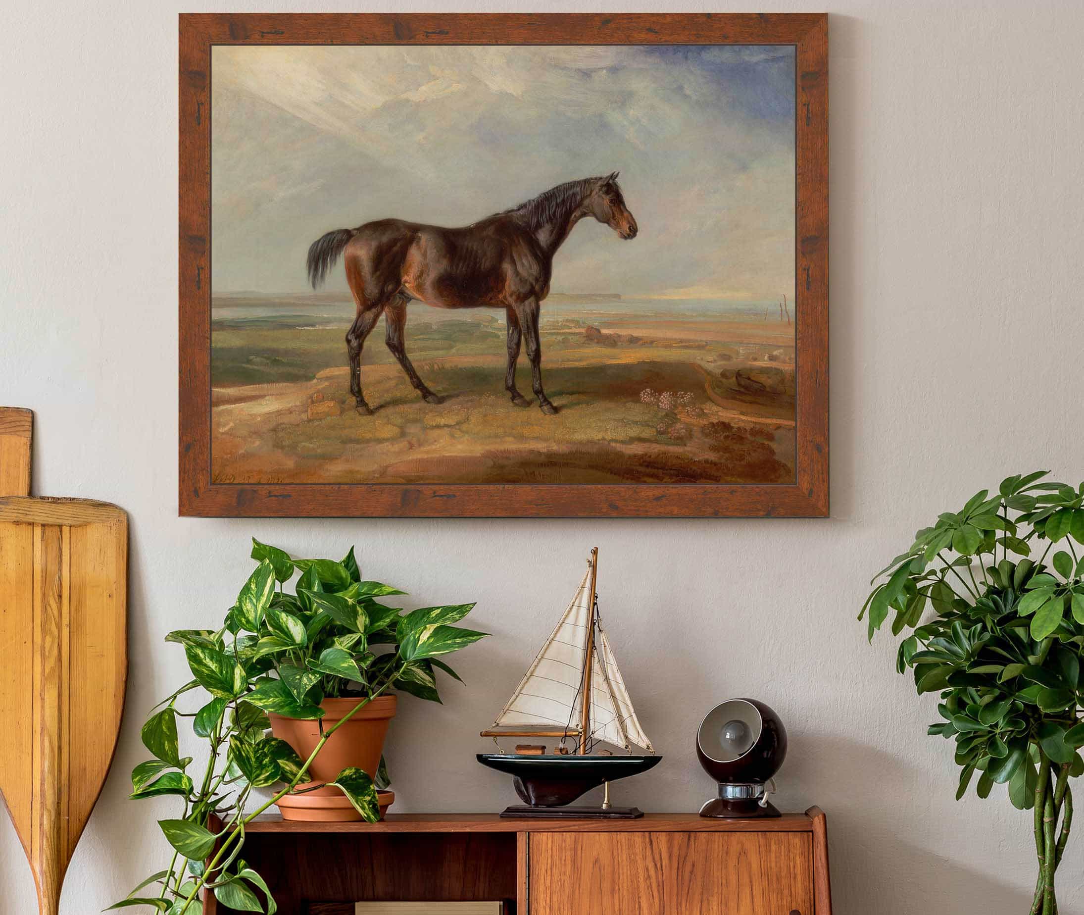Dr Syntax A Bay Racehorse Standing In A Coastal Landscape An Estuary Beyond by James Ward - Image 3