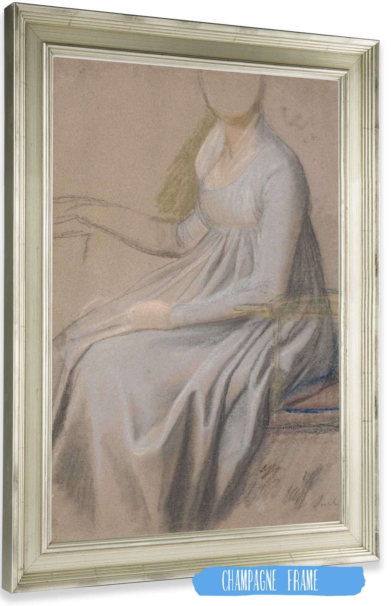 Dragtstudie Til Portraettet Af Grevinde Agnete Marie Rosencrone by Jens Juel
